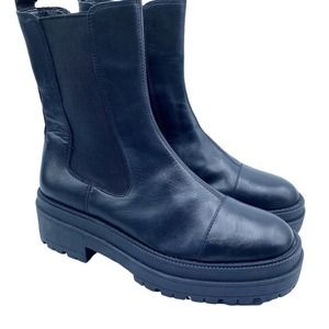 Sam Edelman Women's Wellington Lug Sole Cheslea Boots Womens 7M Black Leather